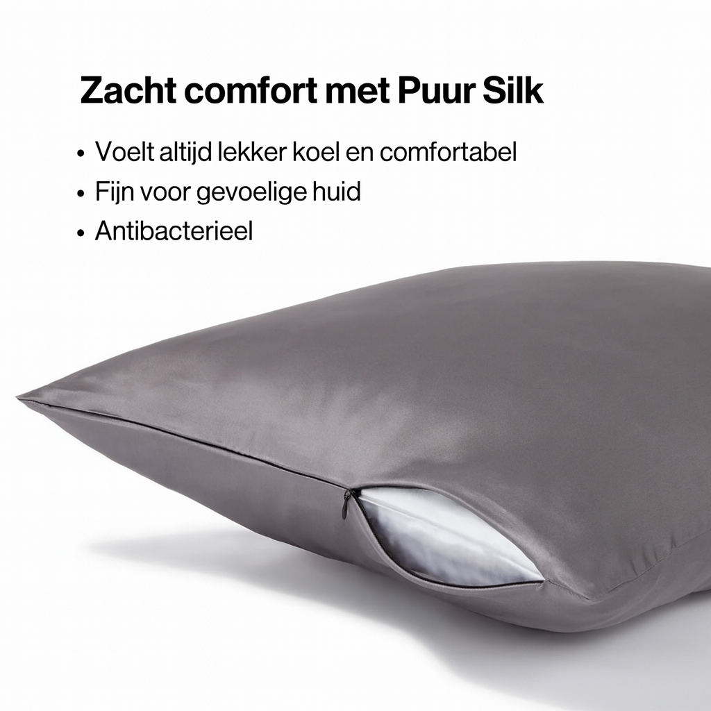 Premium Zijde Kussensloop - Parelgrijs